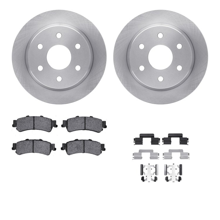 6312-48042 Brake Rotors with 3000-Series Ceramic Brake Pads Kit with Hardware, 2003-2007 GM, Position: Rear