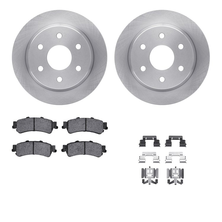 6312-48043 Brake Rotors with 3000-Series Ceramic Brake Pads Kit with Hardware, 1999-2007 GM, Position: Rear