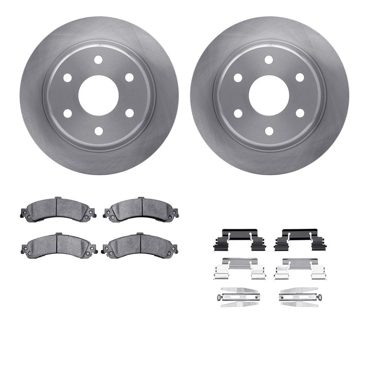 6312-48044 Brake Rotors with 3000-Series Ceramic Brake Pads Kit with Hardware, 2000-2006 GM, Position: Rear