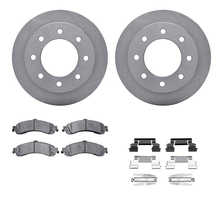 6312-48045 Brake Rotors with 3000-Series Ceramic Brake Pads Kit with Hardware, 2005-2005 GM, Position: Rear
