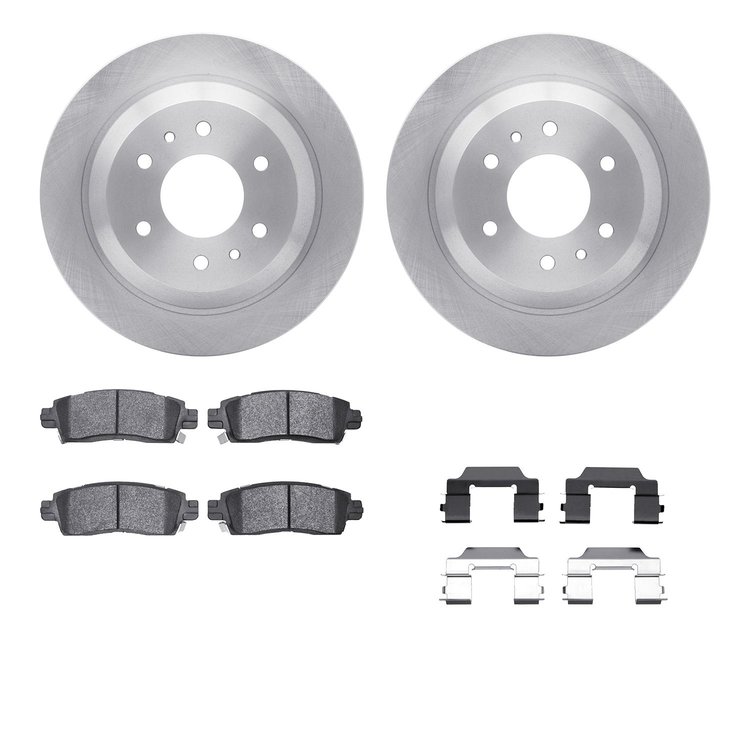 6312-48048 Brake Rotors with 3000-Series Ceramic Brake Pads Kit with Hardware, 2002-2009 GM, Position: Rear
