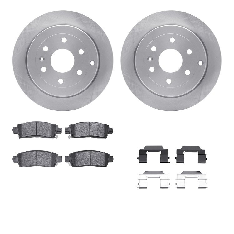 6312-48049 Brake Rotors with 3000-Series Ceramic Brake Pads Kit with Hardware, 2007-2017 GM, Position: Rear