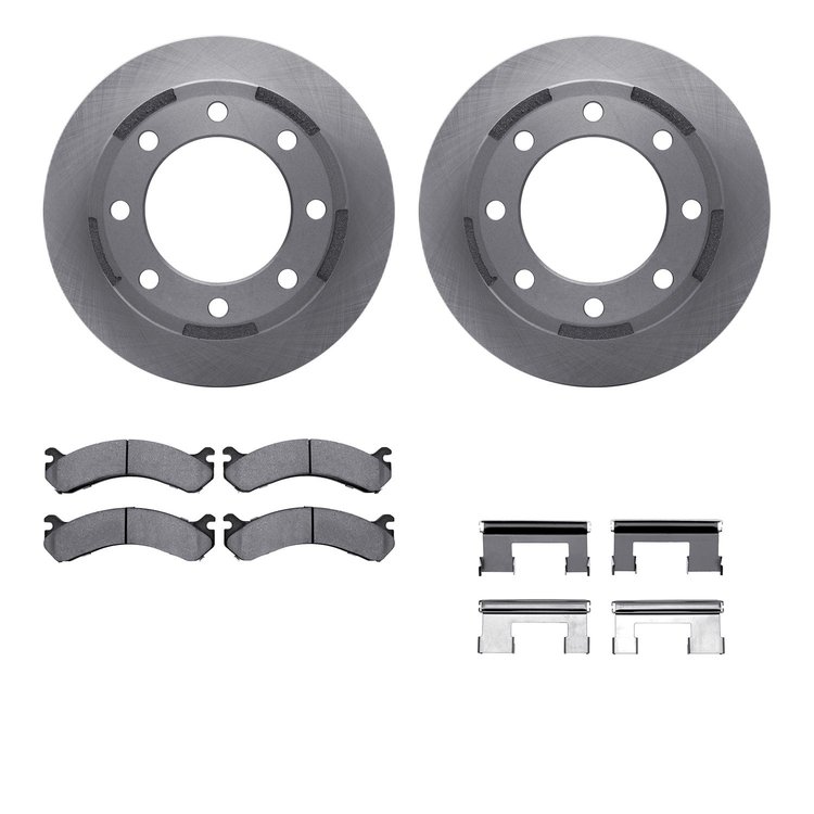 6312-48050 Brake Rotors with 3000-Series Ceramic Brake Pads Kit with Hardware, 2001-2010 GM, Position: Rear