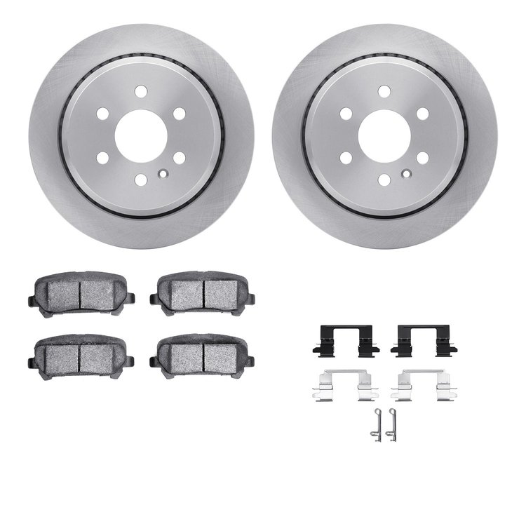 6312-48072 Brake Rotors with 3000-Series Ceramic Brake Pads Kit with Hardware, 2015-2020 GM, Position: Rear