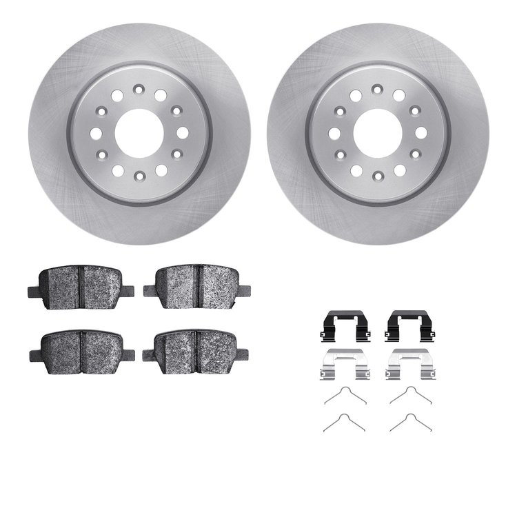 6312-48074 Brake Rotors with 3000-Series Ceramic Brake Pads Kit with Hardware, 2017-2020 GM, Position: Rear