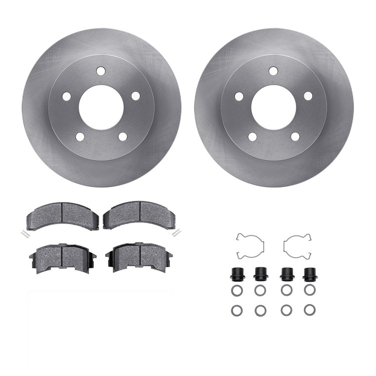 6312-52003 Brake Rotors with 3000-Series Ceramic Brake Pads Kit with Hardware, 1984-1988 GM, Position: Rear