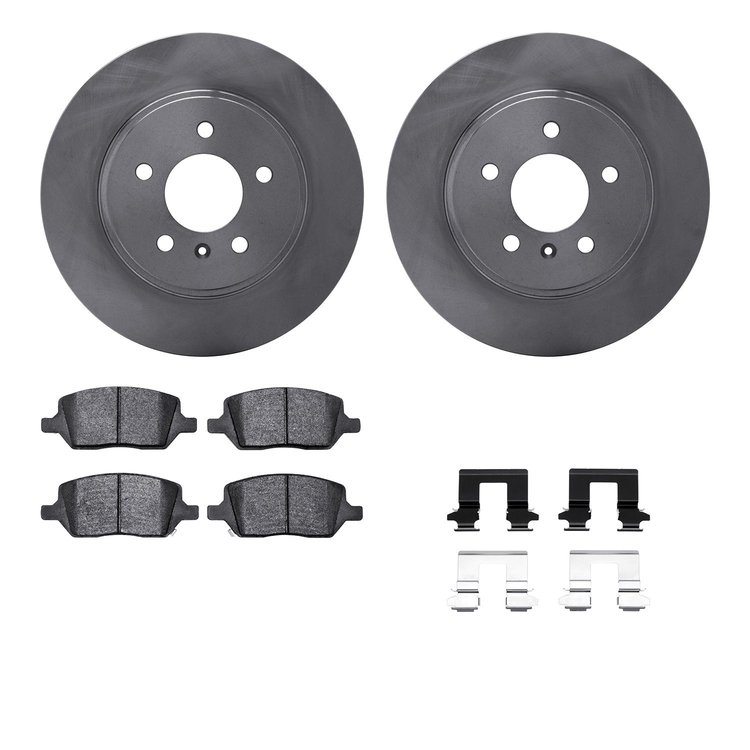 6312-52019 Brake Rotors with 3000-Series Ceramic Brake Pads Kit with Hardware, 2005-2005 GM, Position: Rear