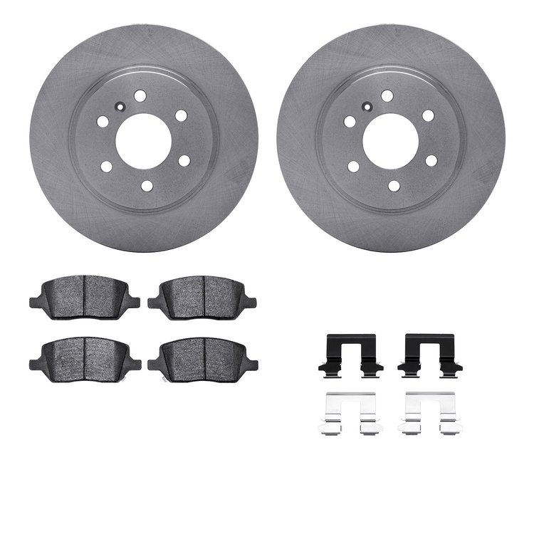 6312-52022 Brake Rotors with 3000-Series Ceramic Brake Pads Kit with Hardware, 2006-2006 GM, Position: Rear
