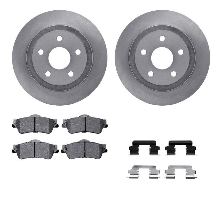 6312-52025 Brake Rotors with 3000-Series Ceramic Brake Pads Kit with Hardware, 2008-2009 GM, Position: Rear