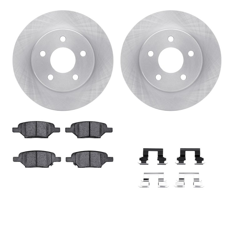 6312-53006 Brake Rotors with 3000-Series Ceramic Brake Pads Kit with Hardware, 2004-2012 GM, Position: Rear