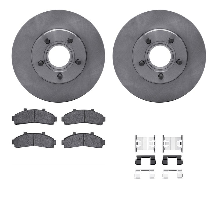 6312-54105 Brake Rotors with 3000-Series Ceramic Brake Pads Kit with Hardware, 1995-1997 Ford/Lincoln/Mercury/Mazda, Position: F