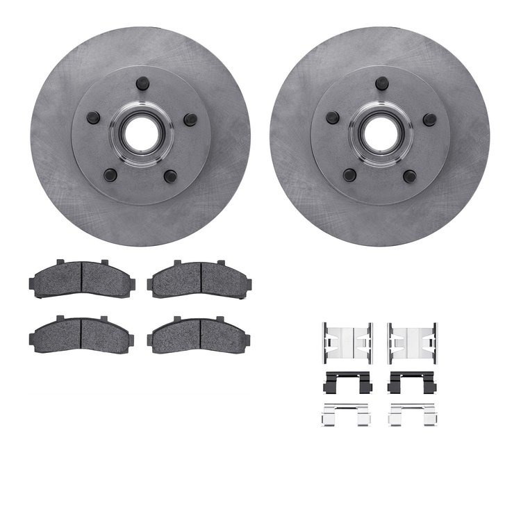 6312-54106 Brake Rotors with 3000-Series Ceramic Brake Pads Kit with Hardware, 1998-2002 Ford/Lincoln/Mercury/Mazda, Position: F