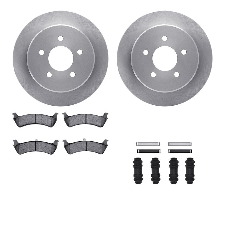6312-54109 Brake Rotors with 3000-Series Ceramic Brake Pads Kit with Hardware, 1995-2002 Ford/Lincoln/Mercury/Mazda, Position: R