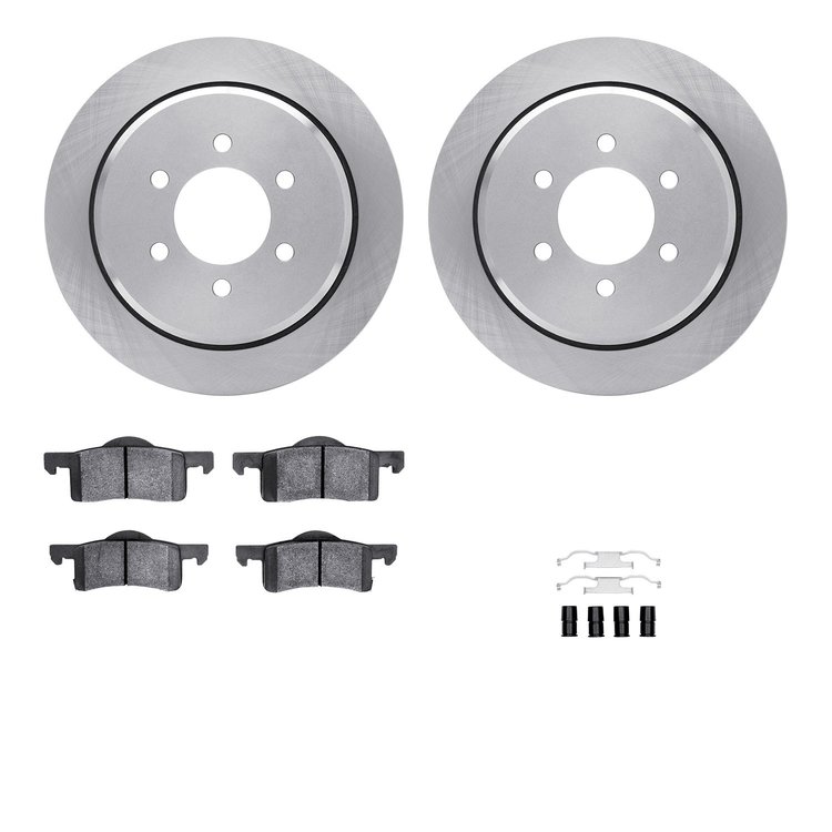 6312-54149 Brake Rotors with 3000-Series Ceramic Brake Pads Kit with Hardware, 2002-2006 Ford/Lincoln/Mercury/Mazda, Position: R