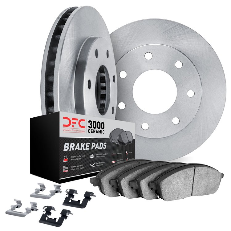 6312-54163 Brake Rotors with 3000-Series Ceramic Brake Pads Kit with Hardware, 2004-2011 Ford/Lincoln/Mercury/Mazda, Position: R