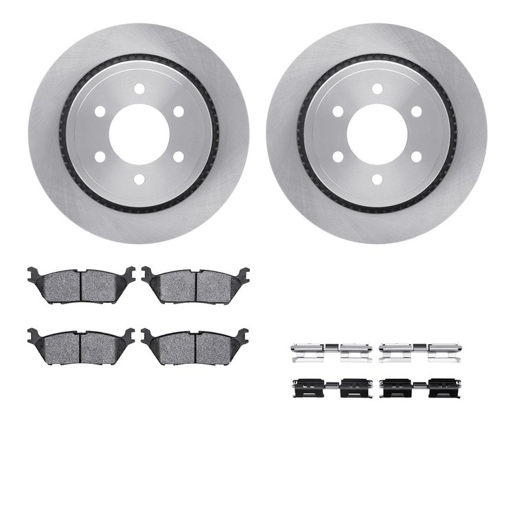 6312-54229 Brake Rotors with 3000-Series Ceramic Brake Pads Kit with Hardware, 2015-2017 Ford/Lincoln/Mercury/Mazda, Position: R