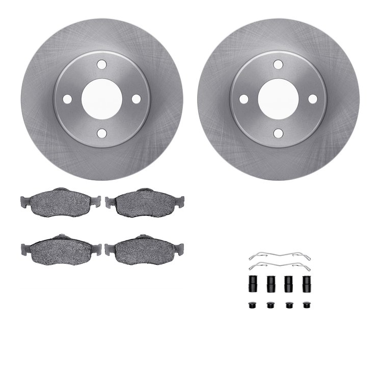 6312-56019 Brake Rotors with 3000-Series Ceramic Brake Pads Kit with Hardware, 1995-2002 Ford/Lincoln/Mercury/Mazda, Position: F