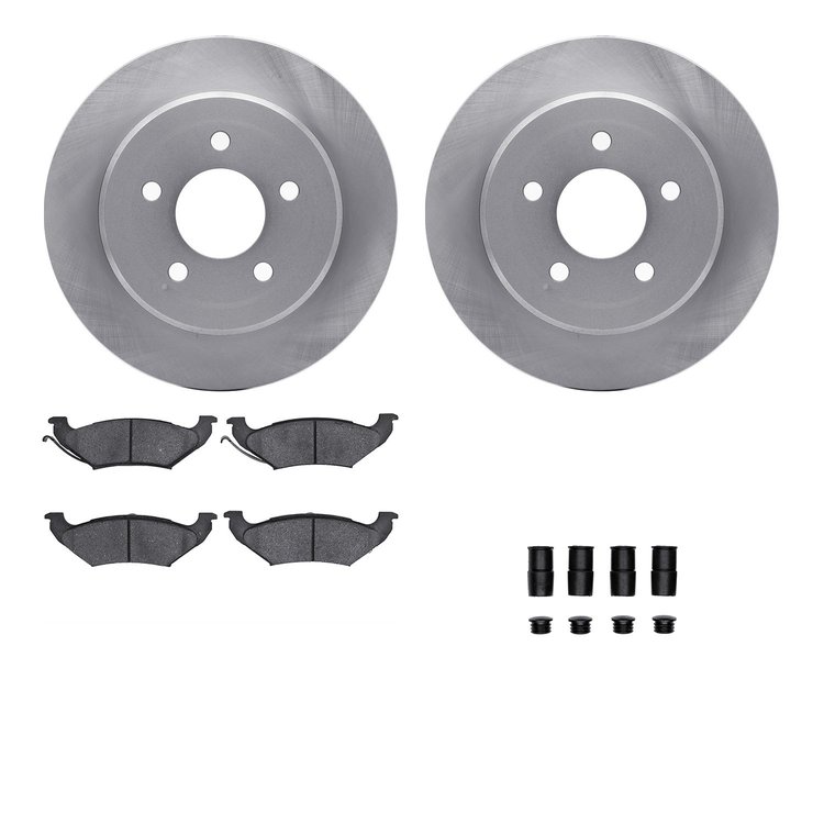 6312-56022 Brake Rotors with 3000-Series Ceramic Brake Pads Kit with Hardware, 1991-1995 Ford/Lincoln/Mercury/Mazda, Position: R