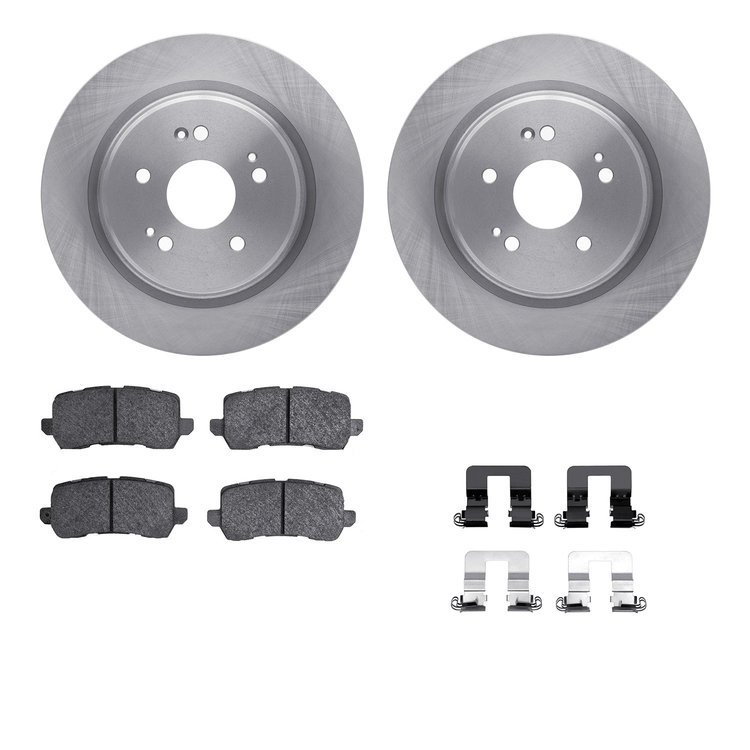 6312-58029 Brake Rotors with 3000-Series Ceramic Brake Pads Kit with Hardware, 2015-2020 Acura/Honda, Position: Rear