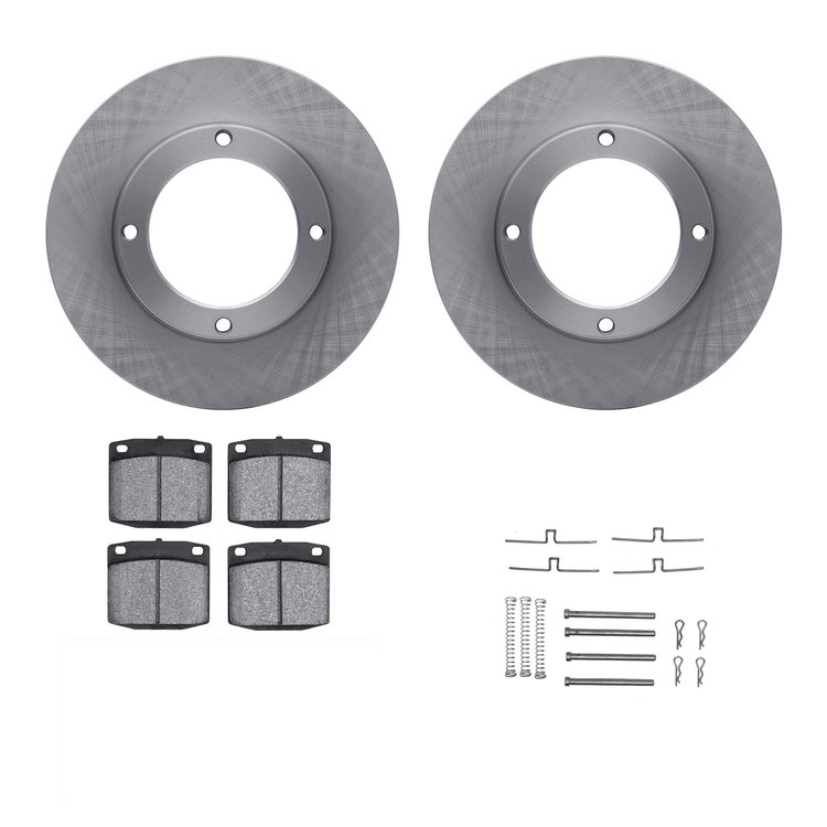 6312-59003 Brake Rotors with 3000-Series Ceramic Brake Pads Kit with Hardware, 1975-1979 Acura/Honda, Position: Front