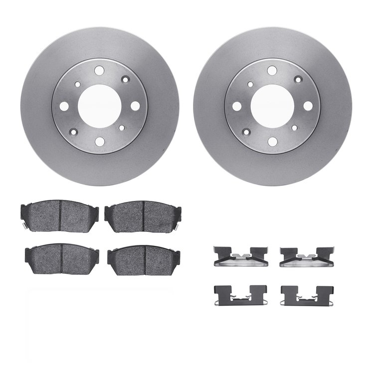 6312-59015 Brake Rotors with 3000-Series Ceramic Brake Pads Kit with Hardware, 1984-1987 Acura/Honda, Position: Front