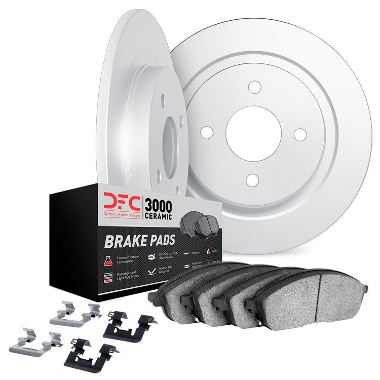6312-59018 Brake Rotors with 3000-Series Ceramic Brake Pads Kit with Hardware, 1984-1987 Acura/Honda, Position: Front