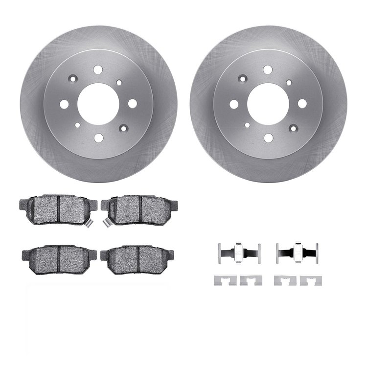 6312-59029 Brake Rotors with 3000-Series Ceramic Brake Pads Kit with Hardware, 1988-2001 Acura/Honda, Position: Rear