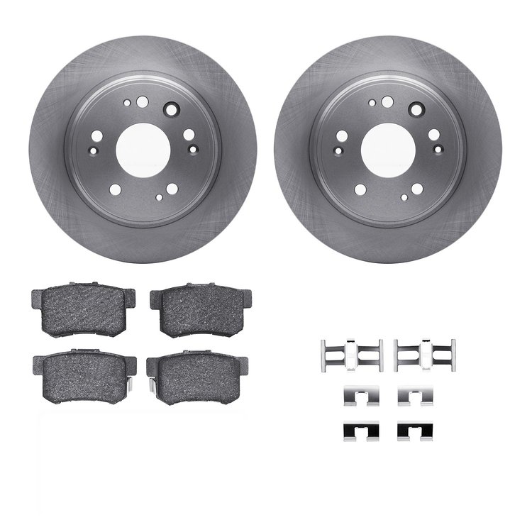 6312-59040 Brake Rotors with 3000-Series Ceramic Brake Pads Kit with Hardware, 2002-2004 Acura/Honda, Position: Rear