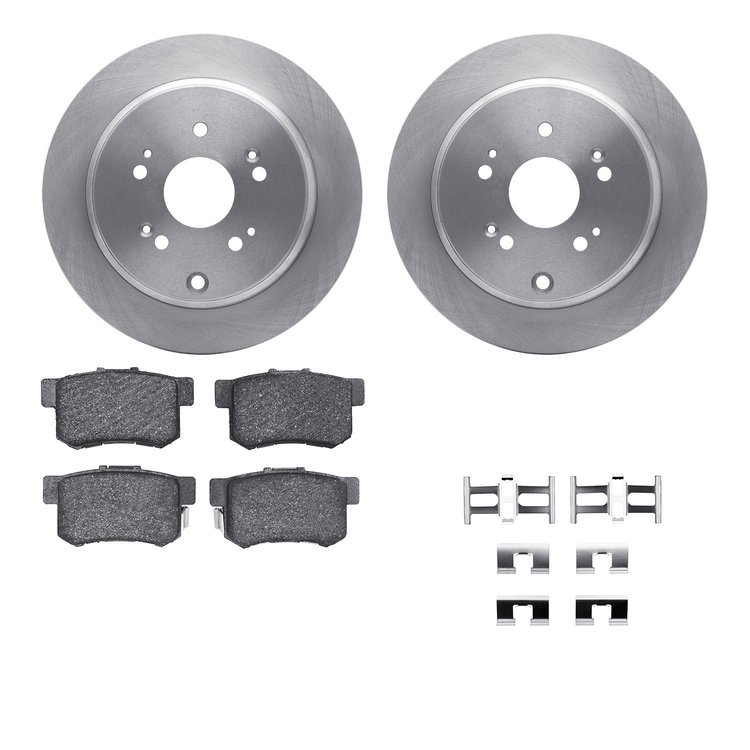 6312-59041 Brake Rotors with 3000-Series Ceramic Brake Pads Kit with Hardware, 2007-2012 Acura/Honda, Position: Rear
