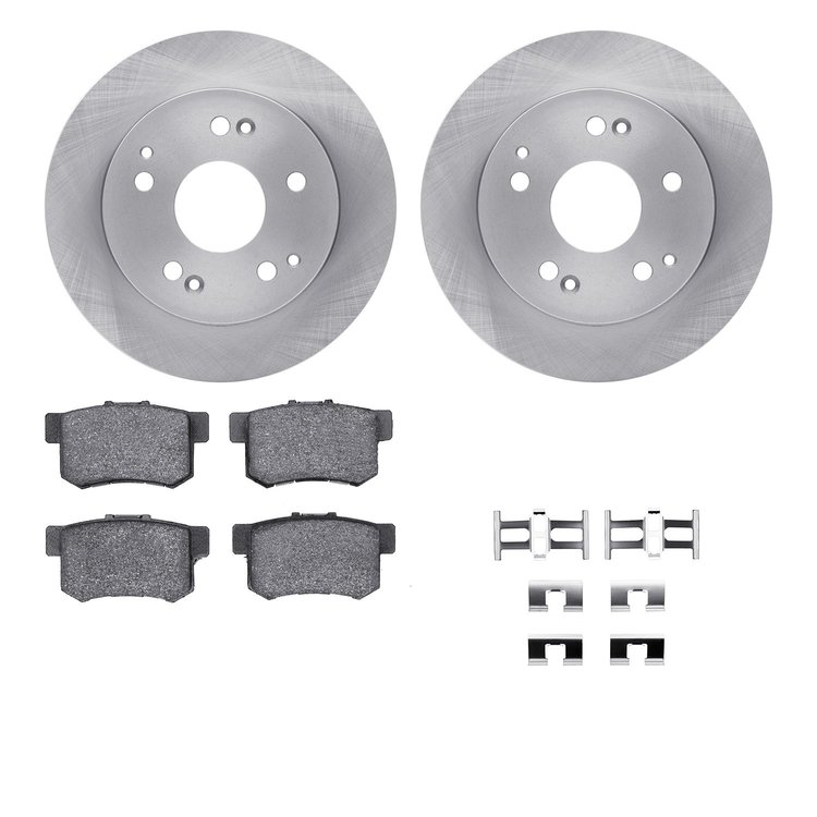 6312-59046 Brake Rotors with 3000-Series Ceramic Brake Pads Kit with Hardware, 1997-2006 Acura/Honda, Position: Rear