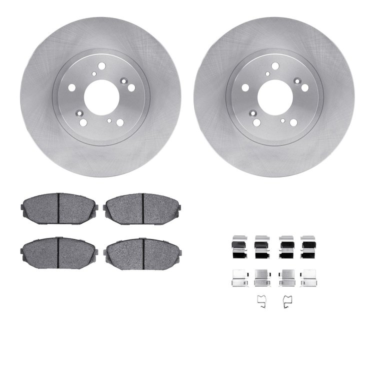 6312-59058 Brake Rotors with 3000-Series Ceramic Brake Pads Kit with Hardware, 1999-2004 Acura/Honda, Position: Front