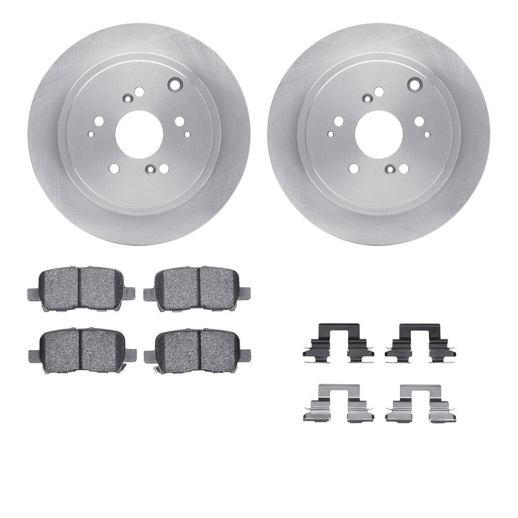 6312-59062 Brake Rotors with 3000-Series Ceramic Brake Pads Kit with Hardware, 2001-2008 Acura/Honda, Position: Rear