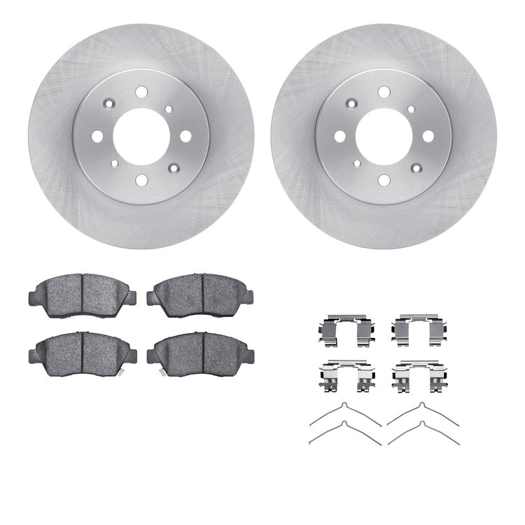 6312-59071 Brake Rotors with 3000-Series Ceramic Brake Pads Kit with Hardware, 2003-2008 Acura/Honda, Position: Front