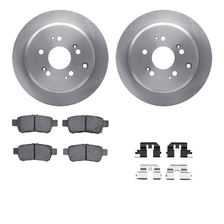 6312-59077 Brake Rotors with 3000-Series Ceramic Brake Pads Kit with Hardware, 2005-2010 Acura/Honda, Position: Rear