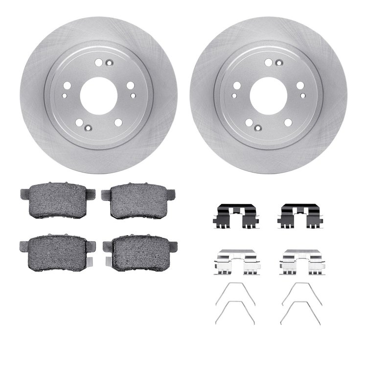 6312-59082 Brake Rotors with 3000-Series Ceramic Brake Pads Kit with Hardware, 2008-2017 Acura/Honda, Position: Rear