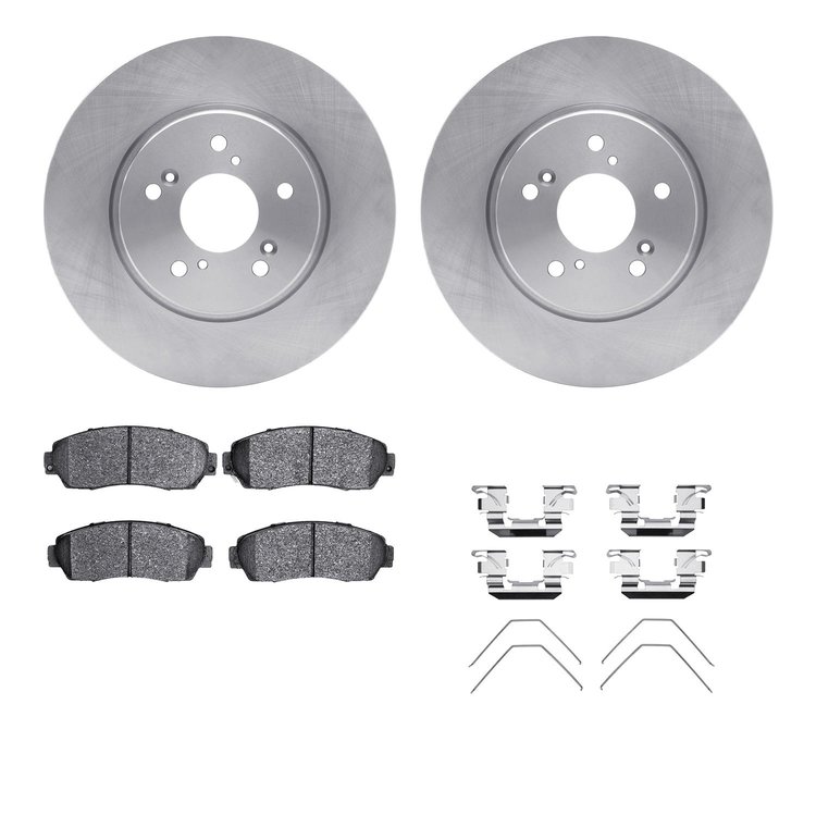 6312-59085 Brake Rotors with 3000-Series Ceramic Brake Pads Kit with Hardware, 2007-2016 Acura/Honda, Position: Front