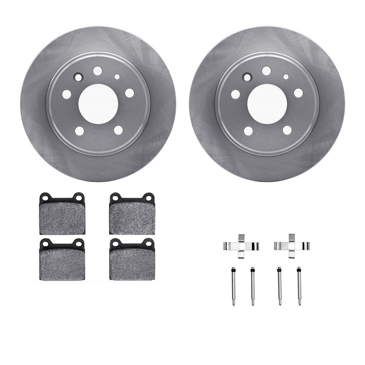 6312-63005 Brake Rotors with 3000-Series Ceramic Brake Pads Kit with Hardware, 1961-1991 Mercedes-Benz, Position: Rear