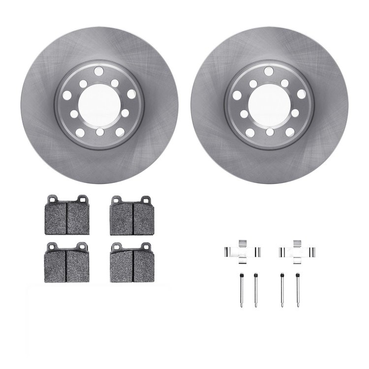 6312-63009 Brake Rotors with 3000-Series Ceramic Brake Pads Kit with Hardware, 1965-1973 Mercedes-Benz, Position: Front