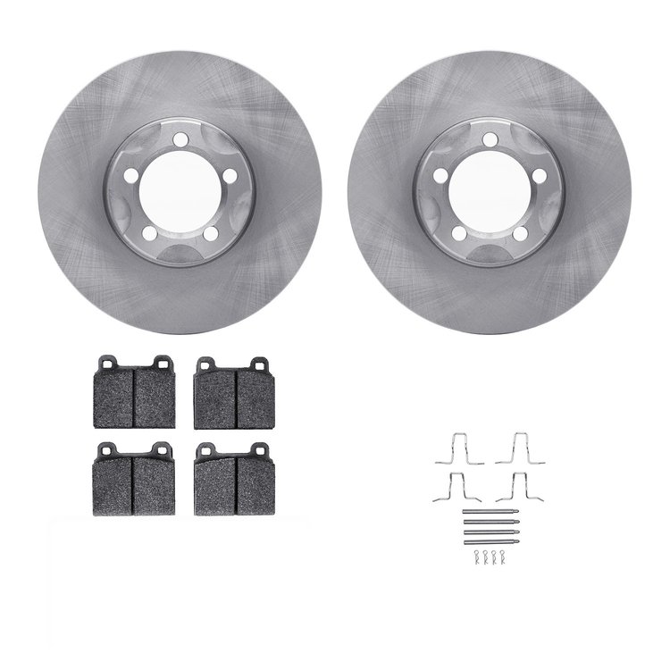 6312-63012 Brake Rotors with 3000-Series Ceramic Brake Pads Kit with Hardware, 1963-1967 Mercedes-Benz, Position: Front