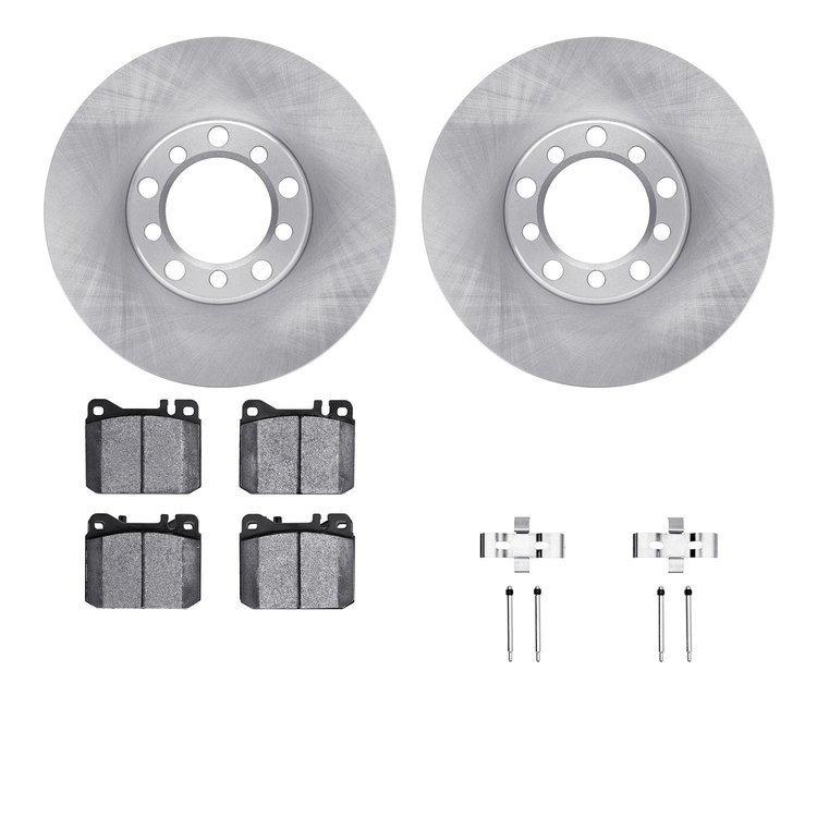 6312-63023 Brake Rotors with 3000-Series Ceramic Brake Pads Kit with Hardware, 1979-1985 Mercedes-Benz, Position: Front