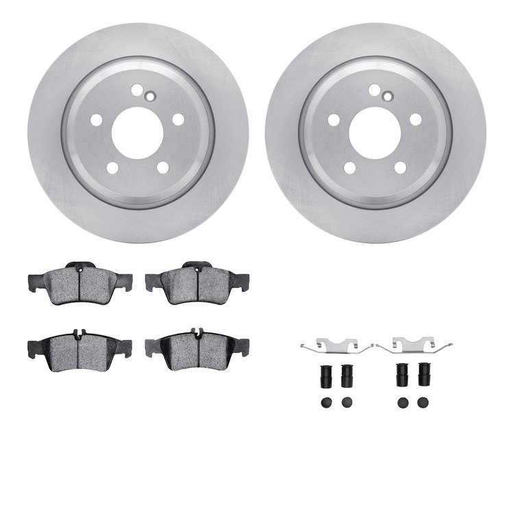 6312-63120 Brake Rotors with 3000-Series Ceramic Brake Pads Kit with Hardware, 2007-2013 Mercedes-Benz, Position: Rear