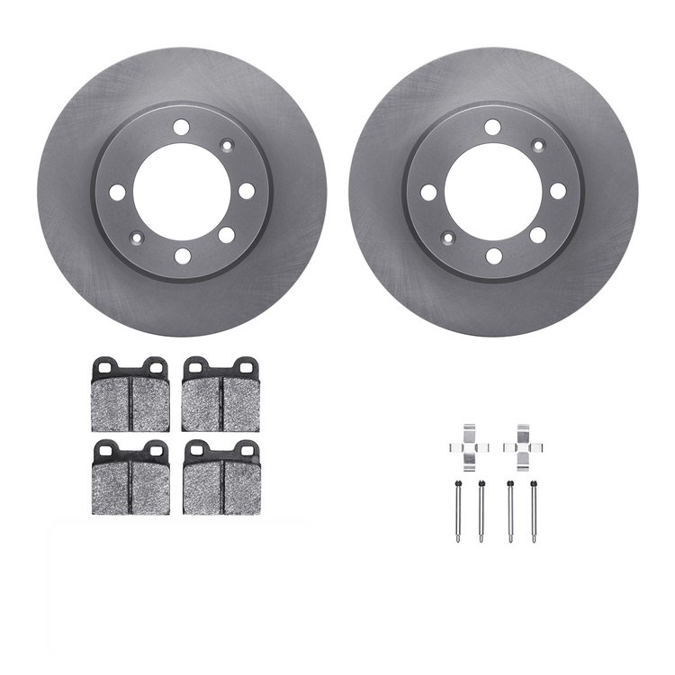 6312-65003 Brake Rotors with 3000-Series Ceramic Brake Pads Kit with Hardware, 1969-1974 GM, Position: Rear