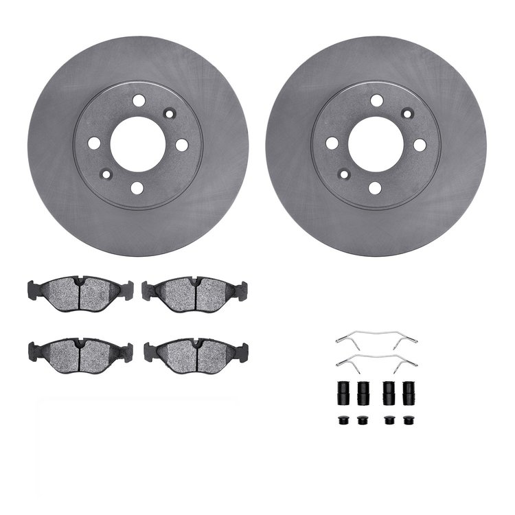 6312-65008 Brake Rotors with 3000-Series Ceramic Brake Pads Kit with Hardware, 1988-1998 GM, Position: Front
