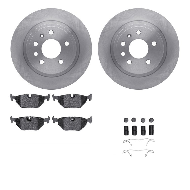 6312-65010 Brake Rotors with 3000-Series Ceramic Brake Pads Kit with Hardware, 1999-2010 GM, Position: Rear