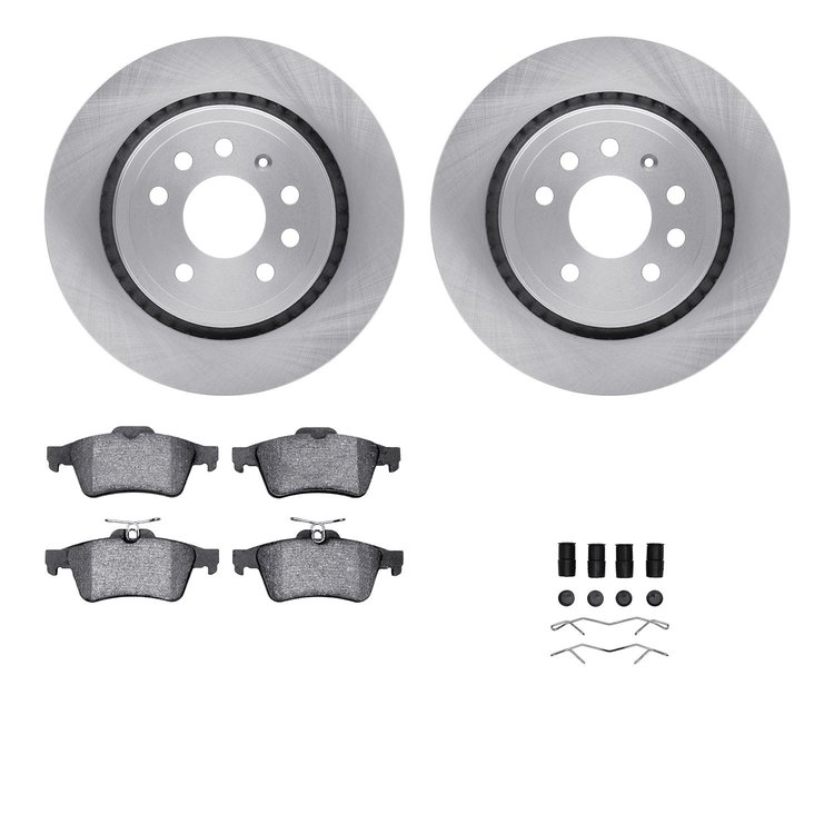 6312-65024 Brake Rotors with 3000-Series Ceramic Brake Pads Kit with Hardware, 2003-2011 GM, Position: Rear