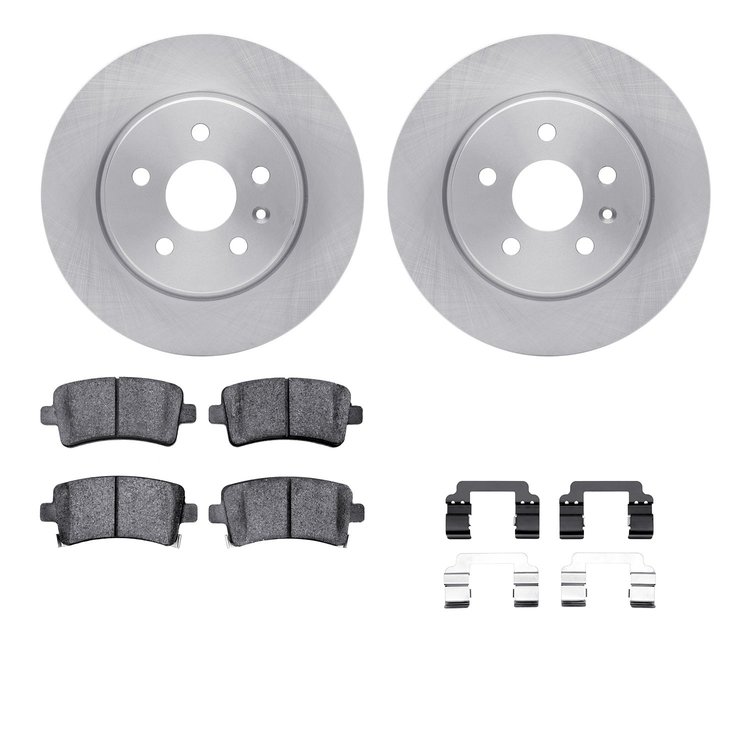 6312-65028 Brake Rotors with 3000-Series Ceramic Brake Pads Kit with Hardware, 2010-2020 GM, Position: Rear