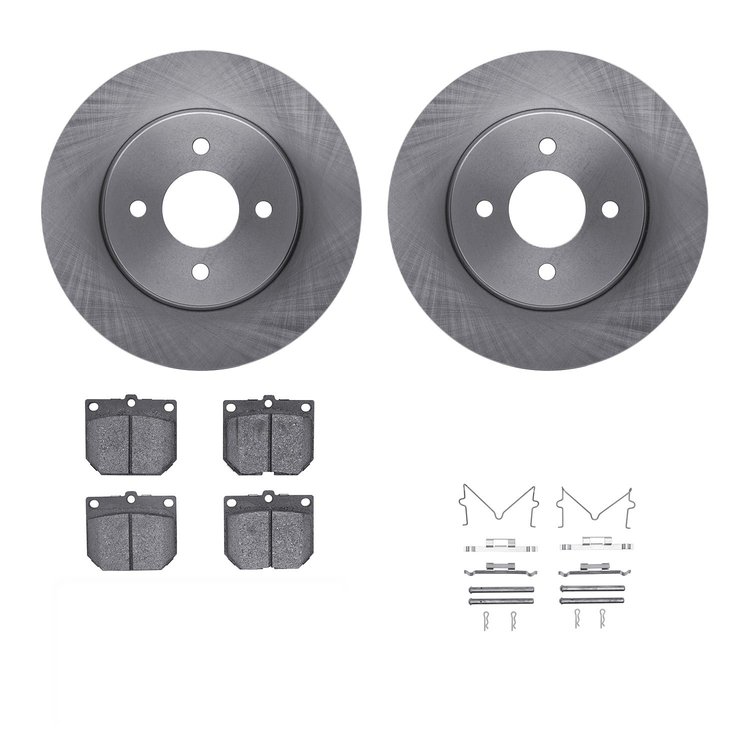 6312-67009 Brake Rotors with 3000-Series Ceramic Brake Pads Kit with Hardware, 1978-1982 Infiniti/Nissan, Position: Front