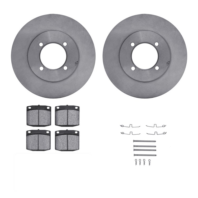 6312-67013 Brake Rotors with 3000-Series Ceramic Brake Pads Kit with Hardware, 1976-1981 Infiniti/Nissan, Position: Front