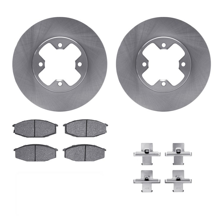 6312-67015 Brake Rotors with 3000-Series Ceramic Brake Pads Kit with Hardware, 1979-1983 Infiniti/Nissan, Position: Front