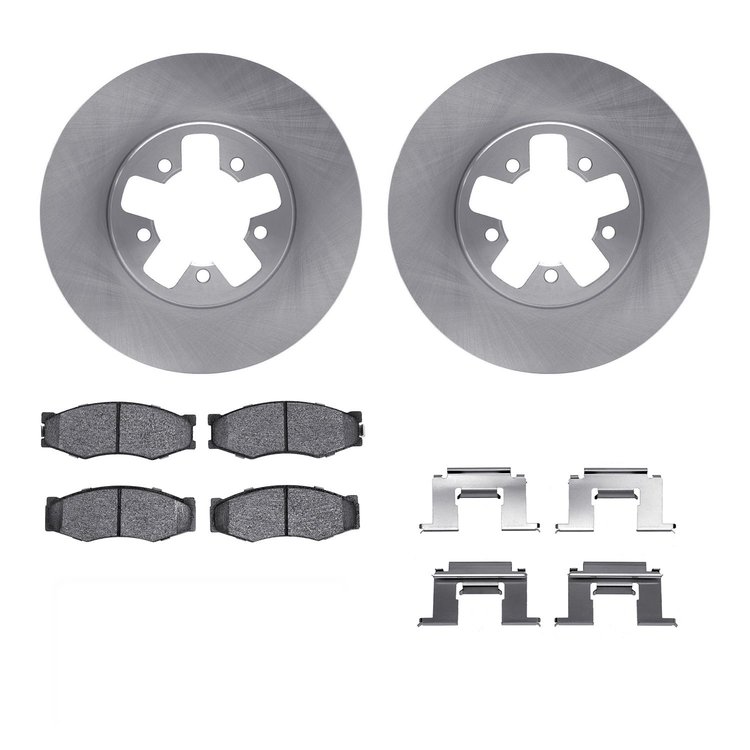 6312-67017 Brake Rotors with 3000-Series Ceramic Brake Pads Kit with Hardware, 1984-1989 Infiniti/Nissan, Position: Front